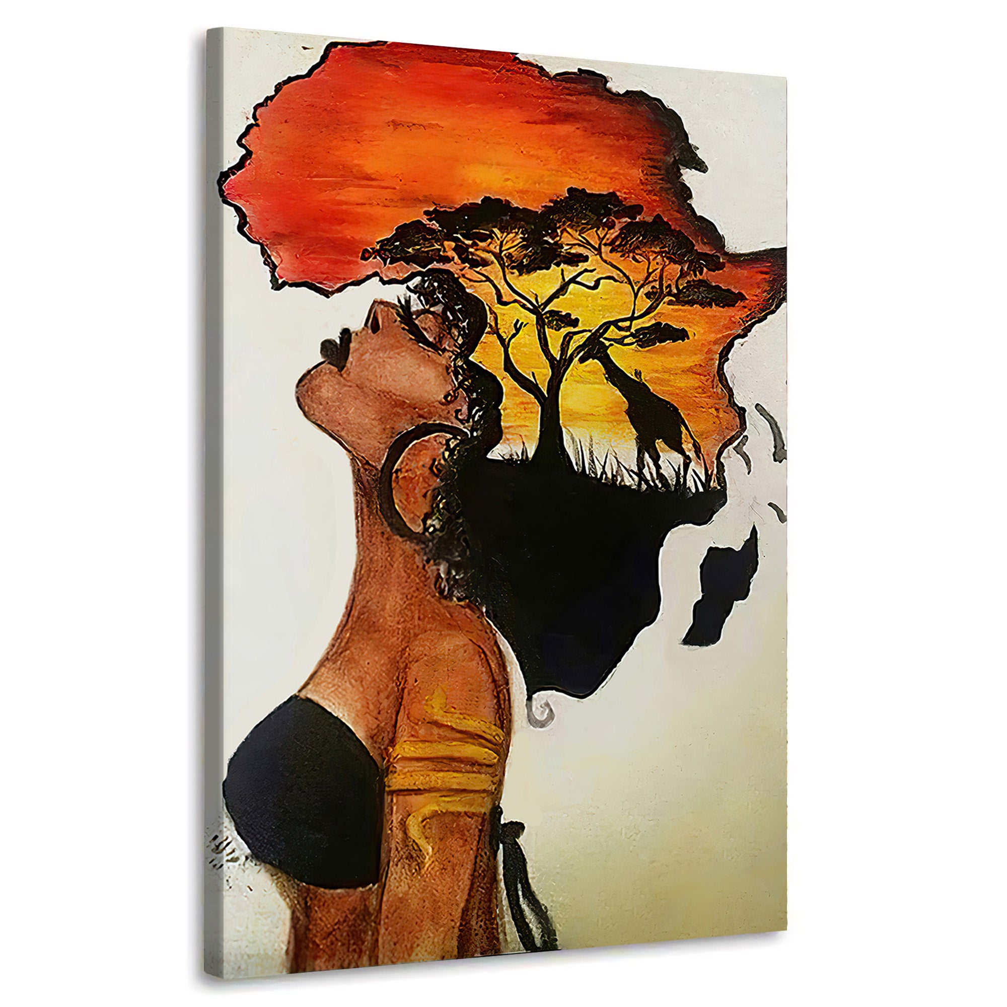 Quadro stampa su tela donna africana arte astratta, Africa