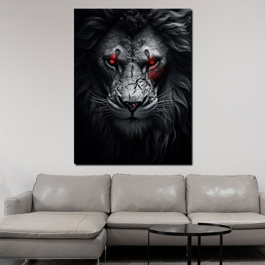 Quadro africa testa leone frontale