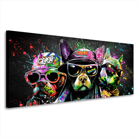 Quadro Cani pop art con occhiali da sole in stile graffiti