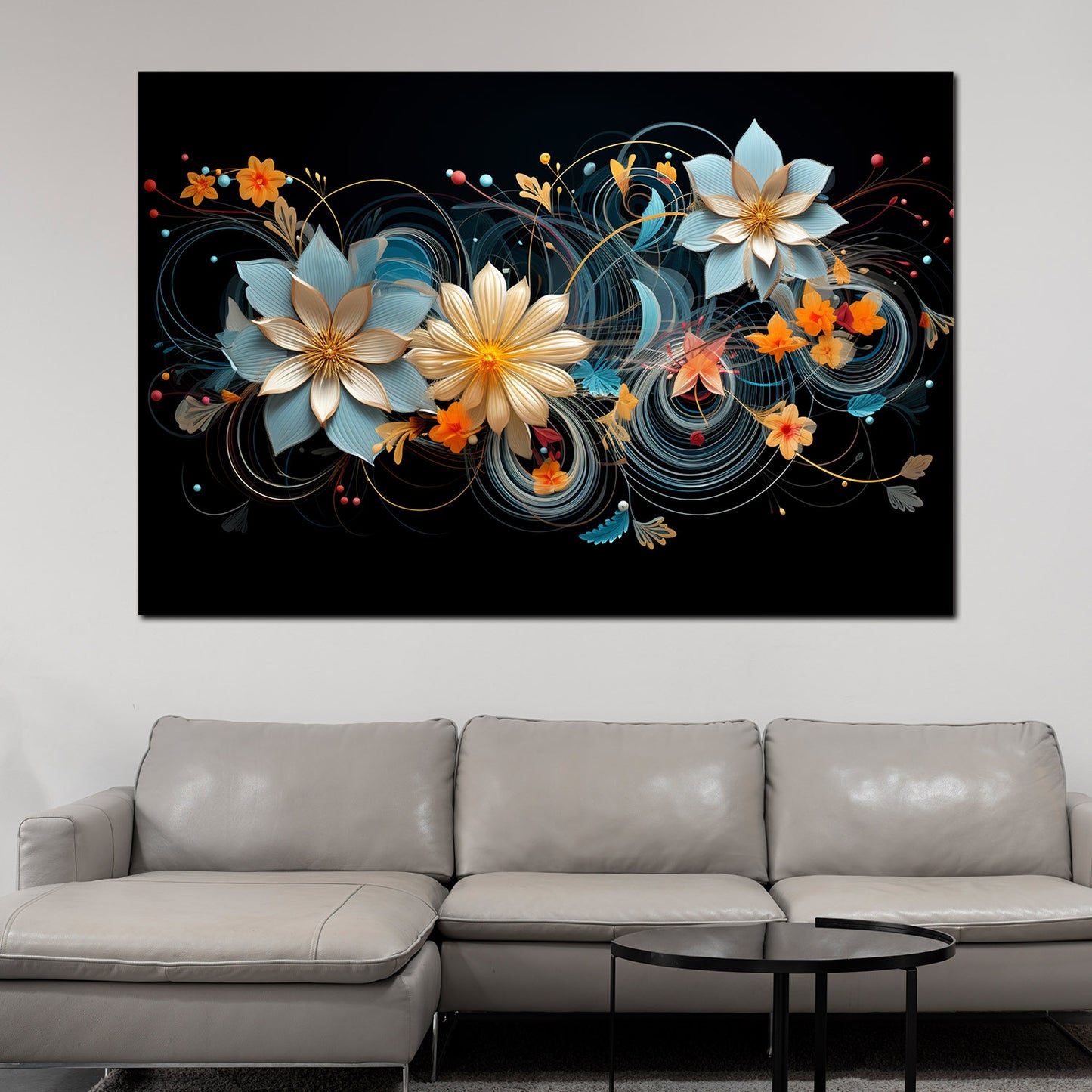 Quadro Fiori Astratti Black Style