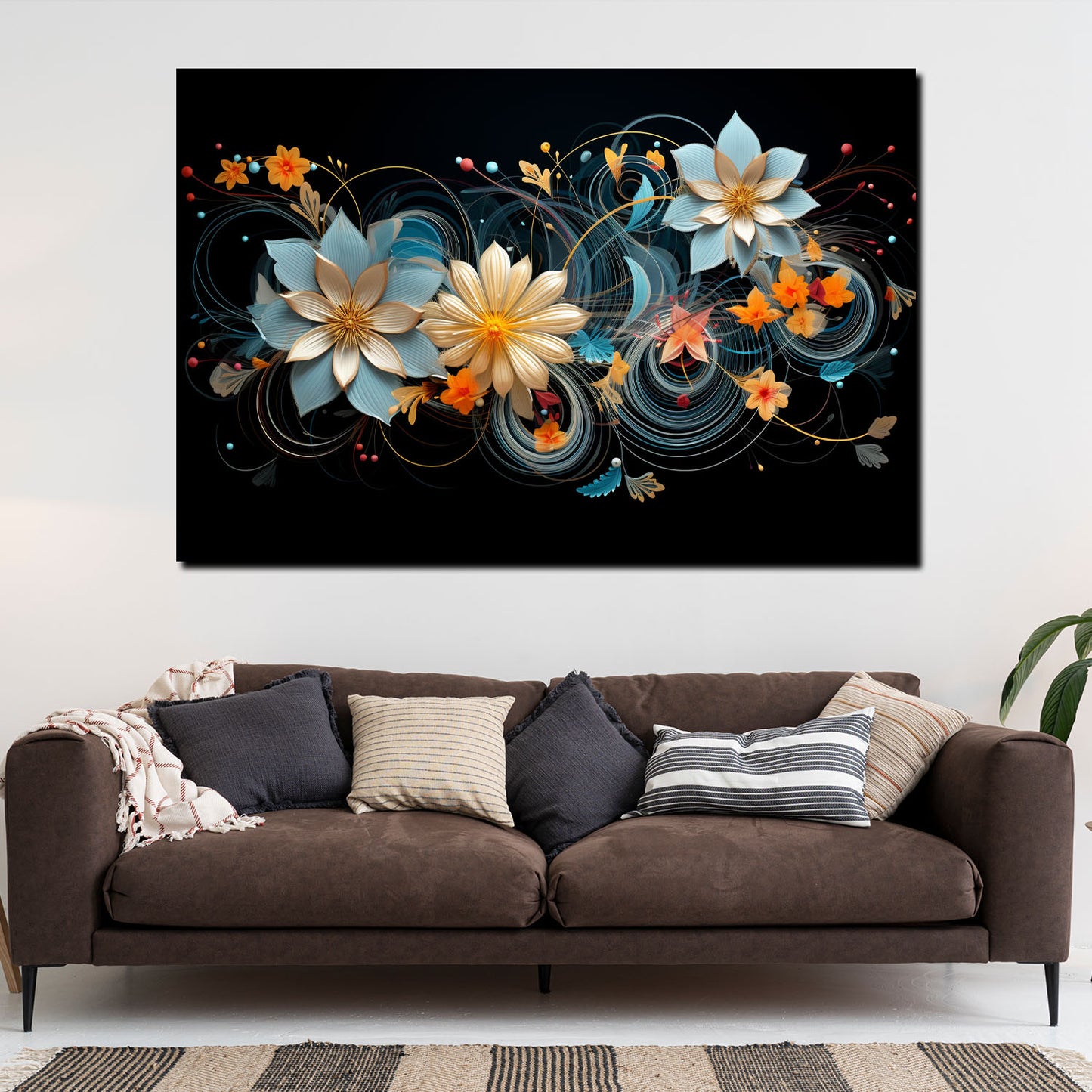 Quadro Fiori Astratti Black Style