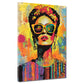 Quadro Frida moderna con occhiali da sole in stile pop art vivace