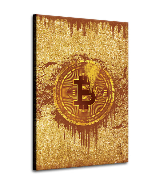 Quadro stampa su tela Gold Bitcoin Abstract Style