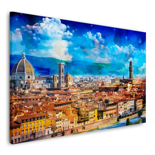 Quadro Italia Firenze panorama con il duomo e cielo luminoso