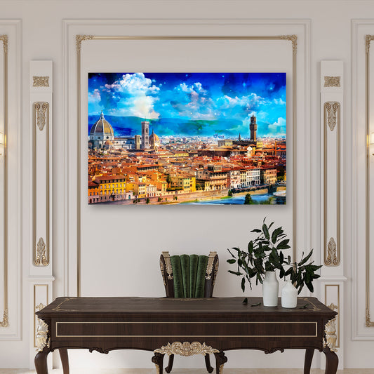 Quadro Italia Firenze panorama con il duomo e cielo luminoso