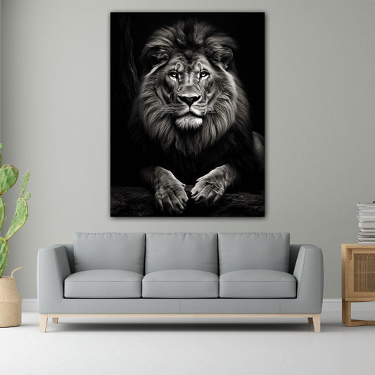 Quadro Leone Bellissimo Frontale Black Style