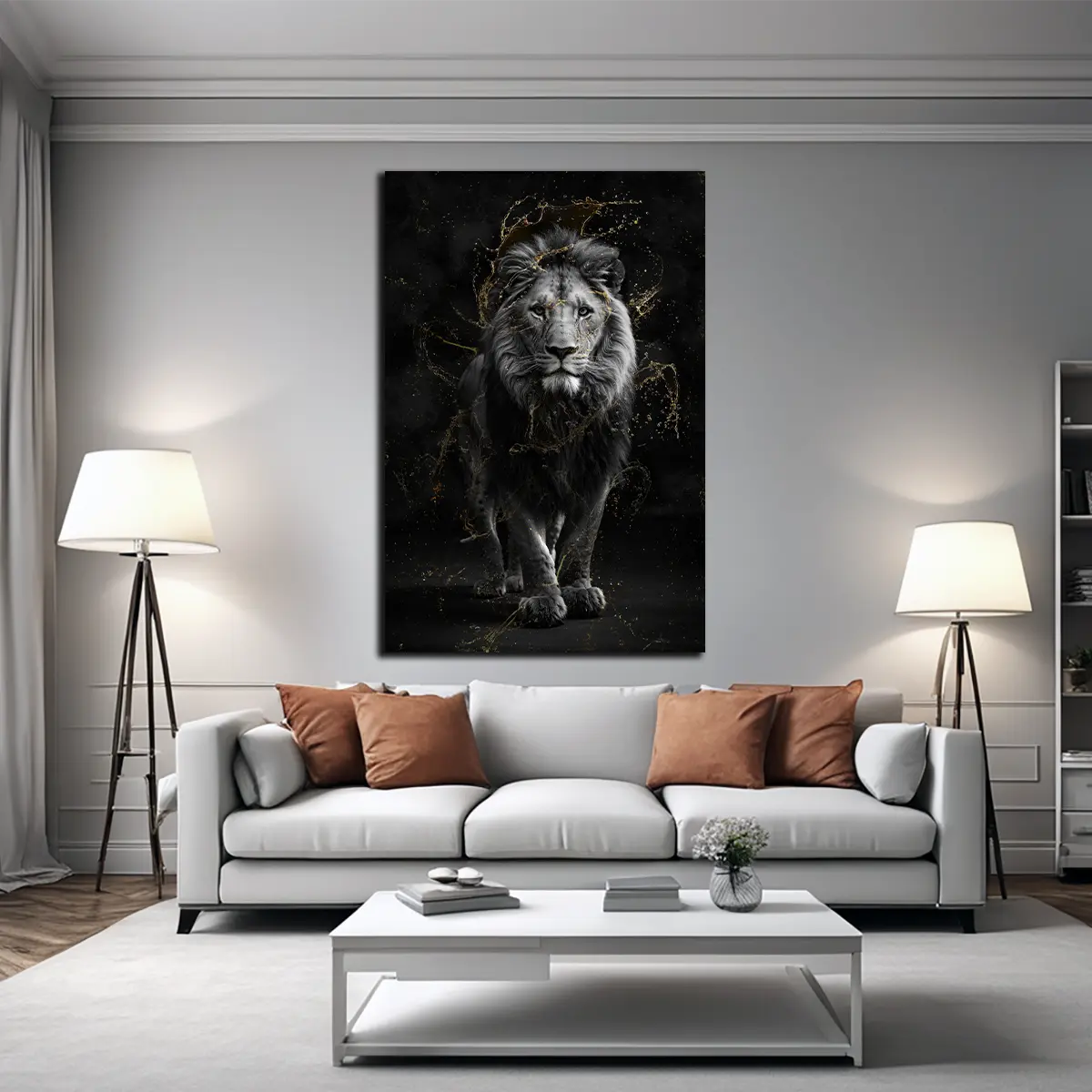 Quadro Leone Gold Style