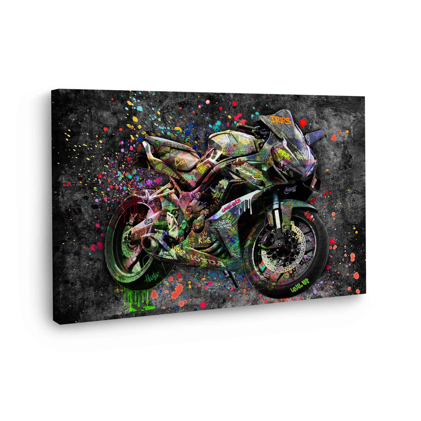 Quadro Moto Level up Graffiti Street Art Style