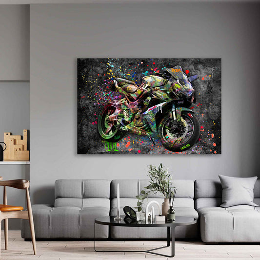 Quadro Moto Level up Graffiti Street Art Style