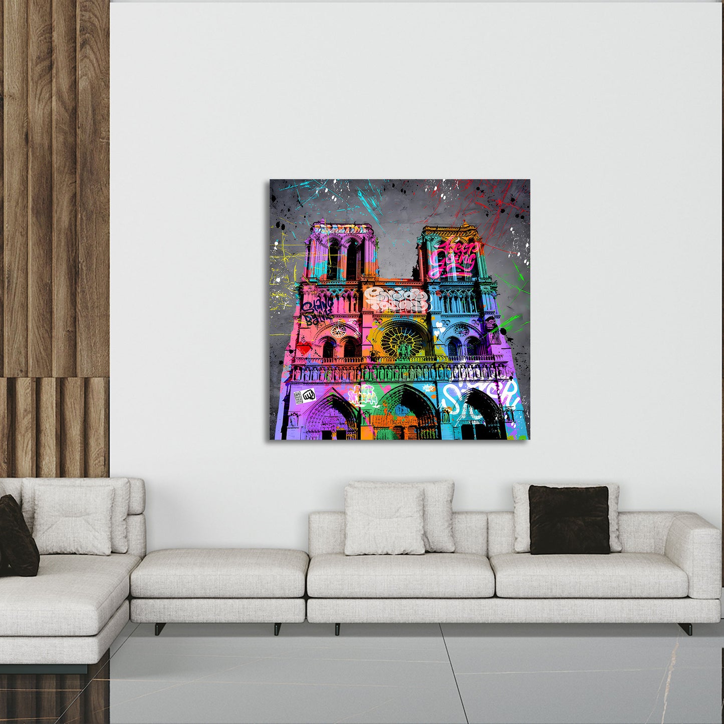 Quadro Parigi Notre Dame con graffiti città