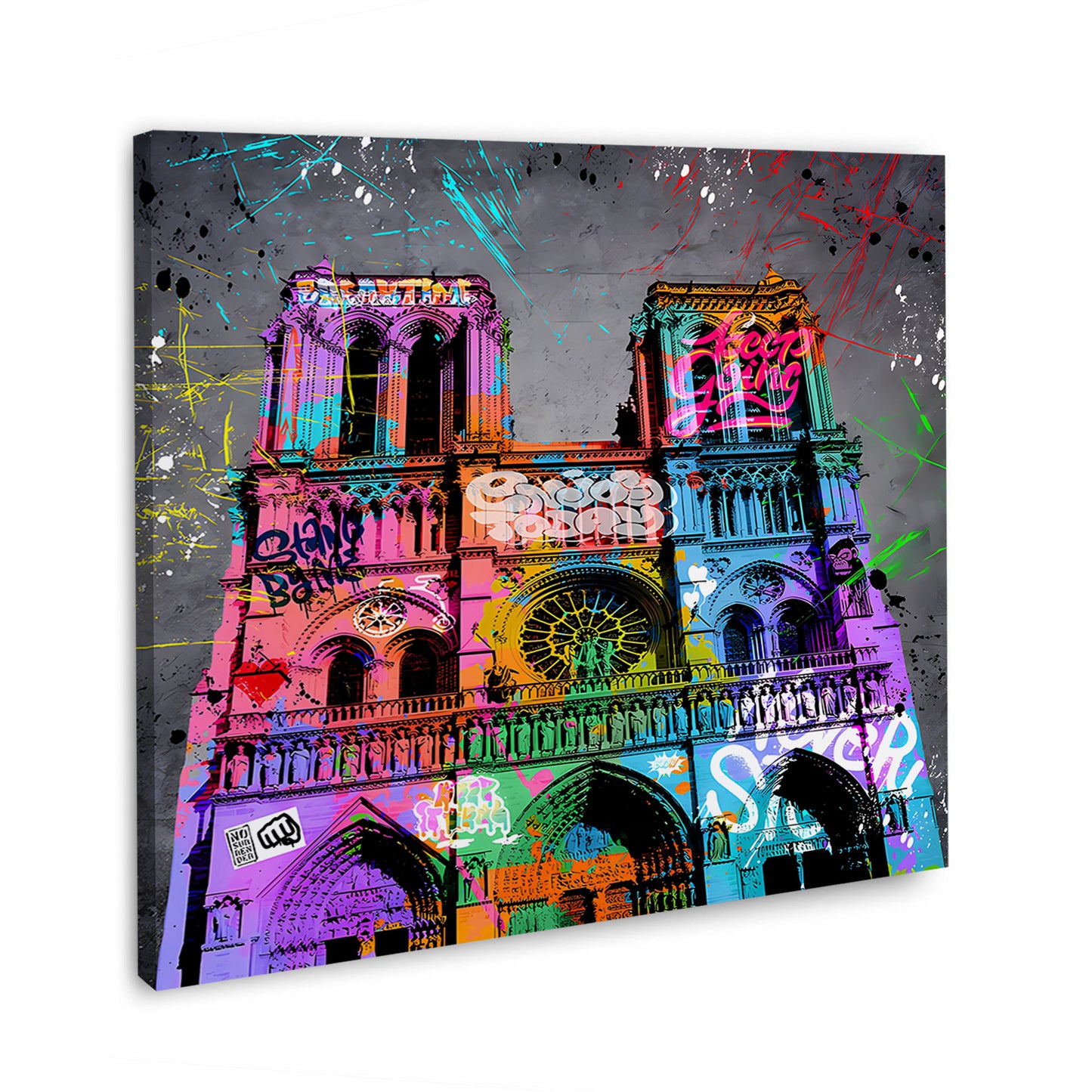 Quadro Parigi Notre Dame con graffiti città