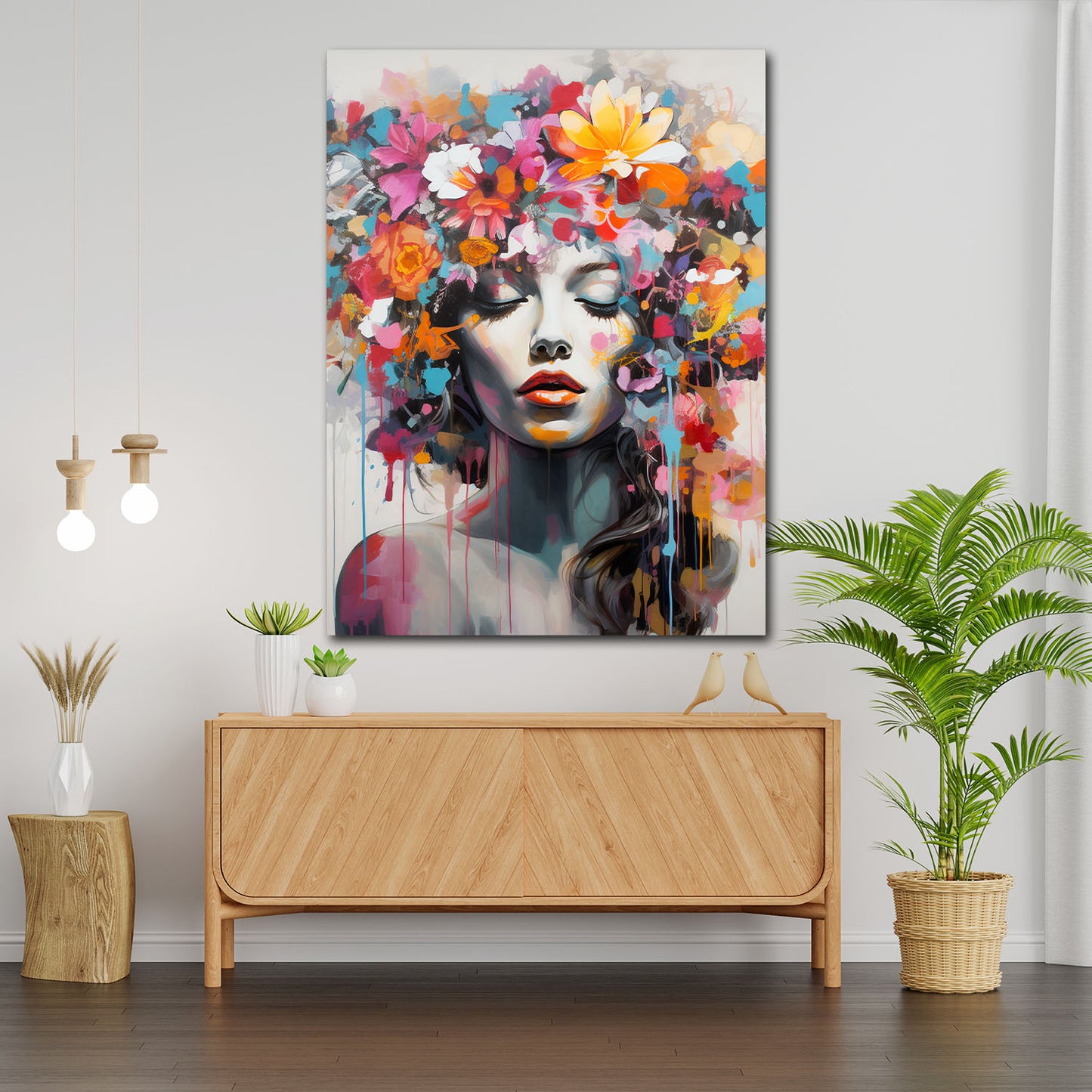 Quadro Pop Art bellissima donna Flower Style