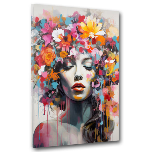 Quadro Pop Art bellissima donna Flower Style