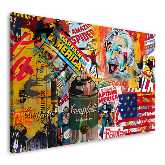 Quadro Pop Art fumetto graffiti eroi e USA