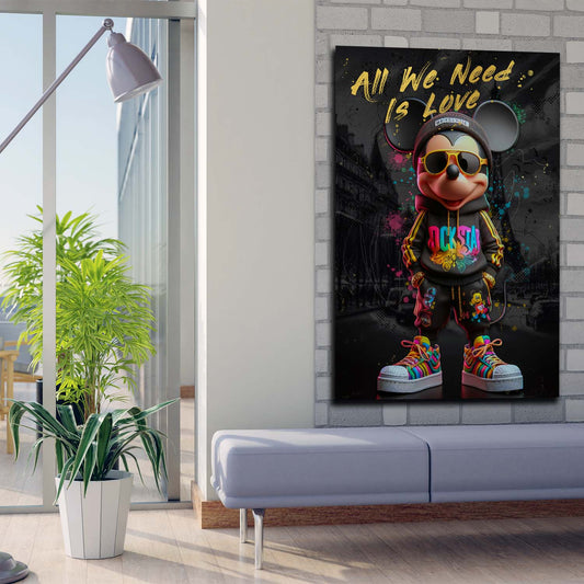 Quadro Street Art Topolino rockstar