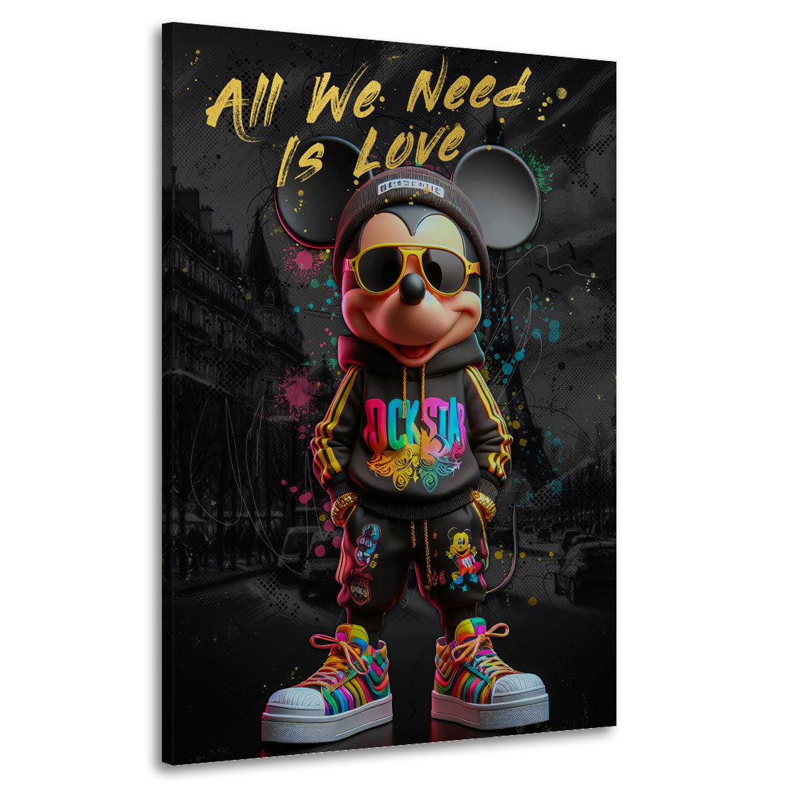 Quadro Street Art Topolino rockstar