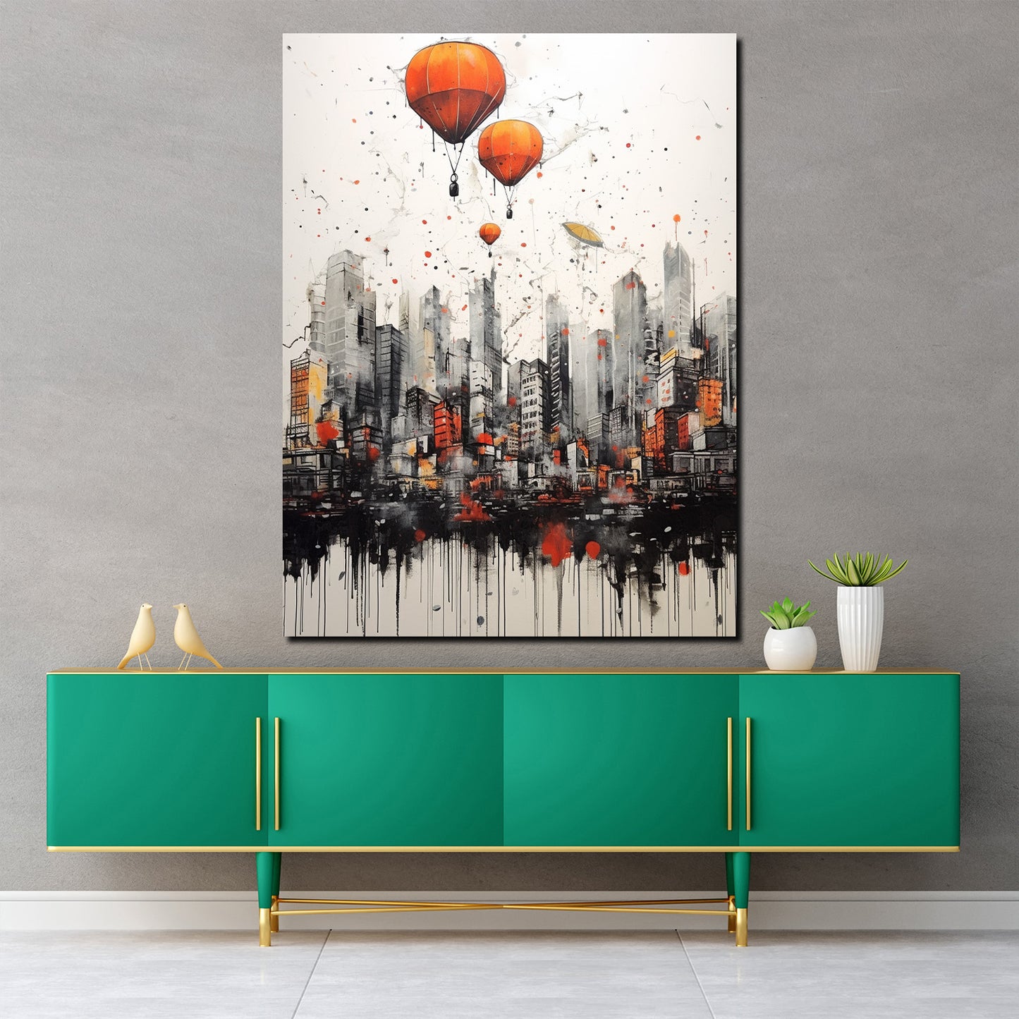 Quadro Street art City Style con palloncini