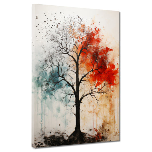 Quadro albero d'autunno e inverno