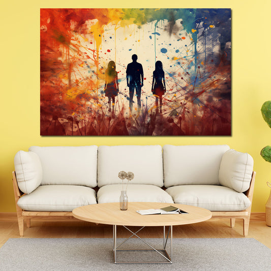 Quadro astratto 3 ombre Colour Splatter Style