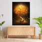 Quadro astratto Albero con foglie dorate