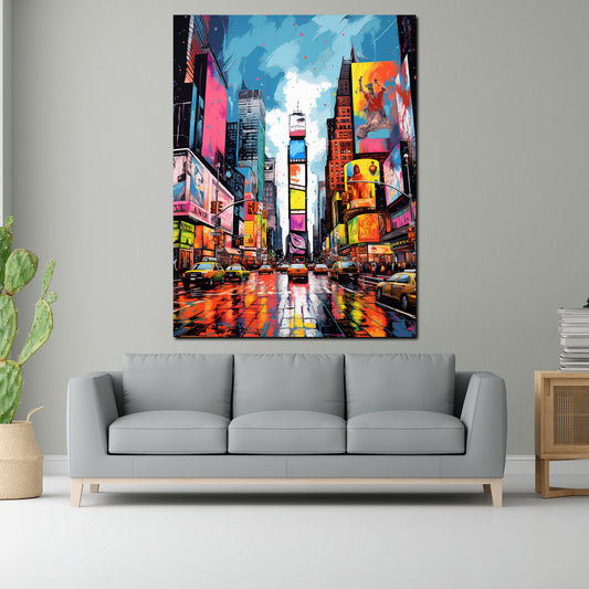 Quadro astratto New York USA Blue Sky