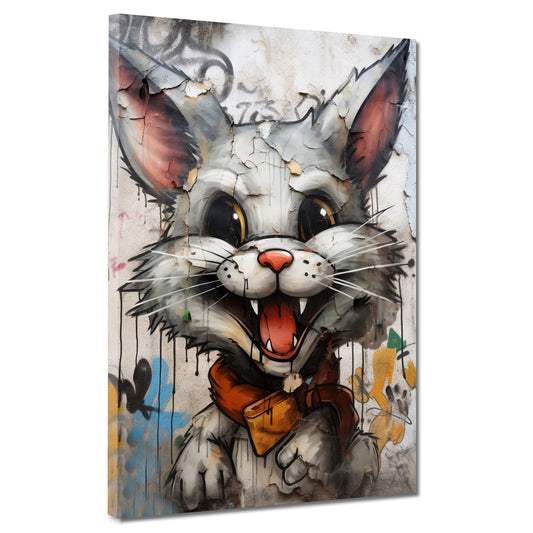 Quadro astratto Pop Art White Cat, gatto