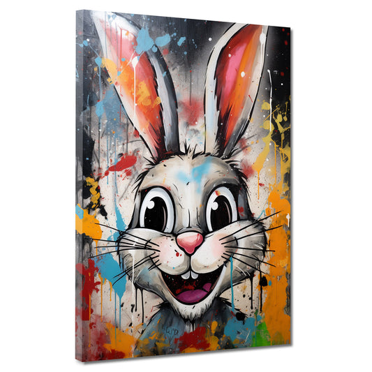 Quadro astratto Pop Art White Rabbit, coniglio