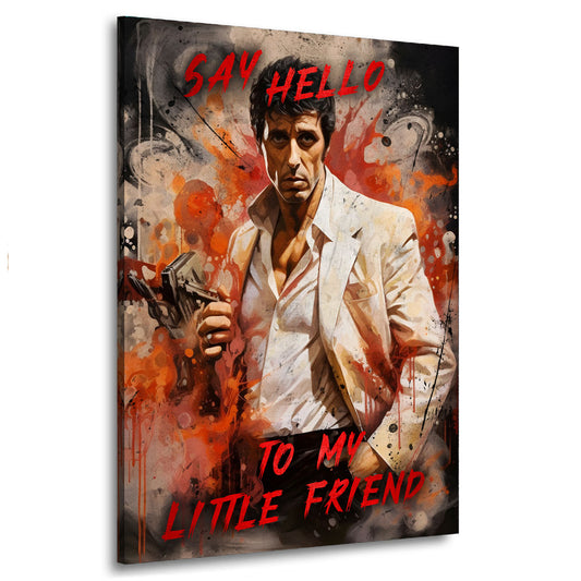 Quadro stampa su tela astratto Scarface Say Hello