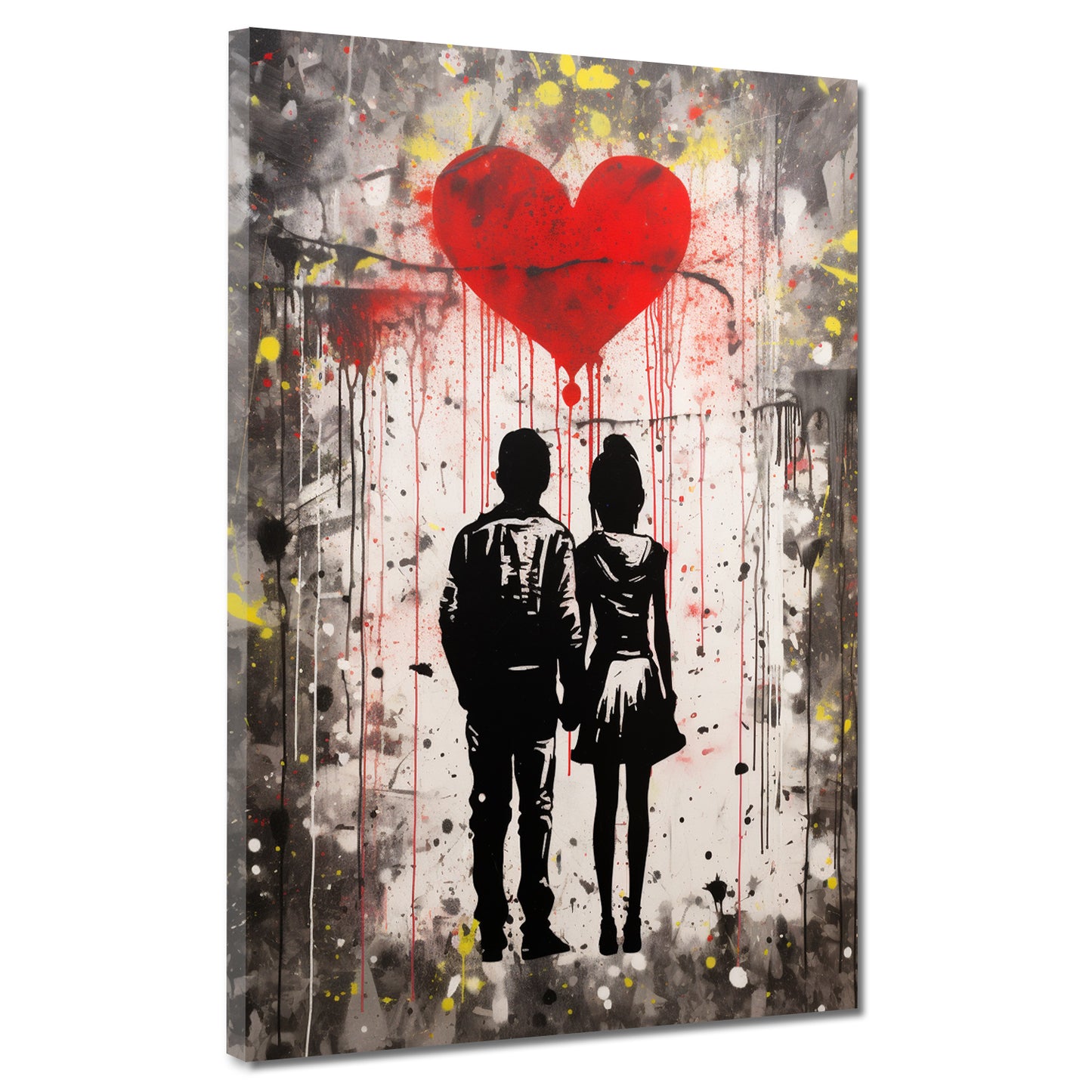 Quadro astratto Street Art coppia e cuore rosso