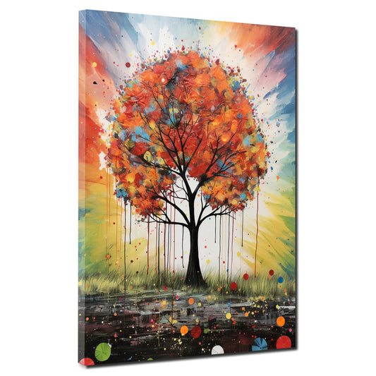 Quadro astratto albero colorato autunnale