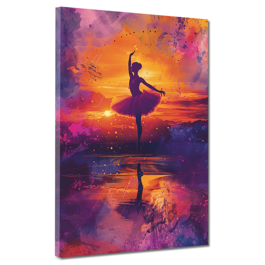 Quadro astratto ballerina al tramonto