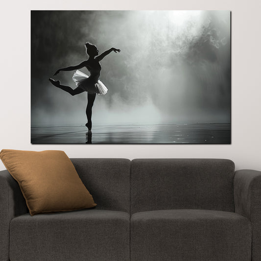 Quadro astratto ballerina in bianco e nero