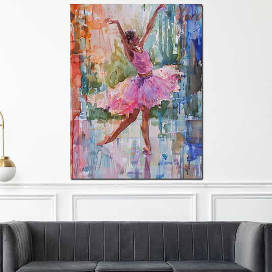 Quadro astratto ballerina in colori ad acquerello