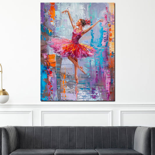 Quadro astratto ballerina in colori vivaci e dinamici