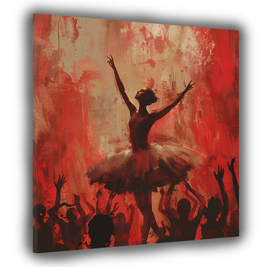 Quadro astratto ballerina in luce rossa