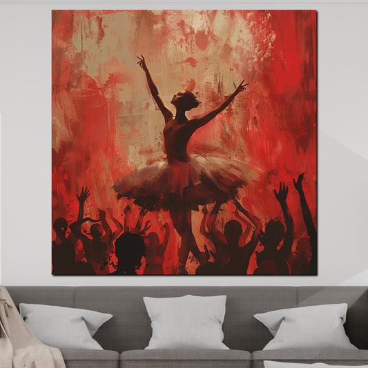 Quadro astratto ballerina in luce rossa