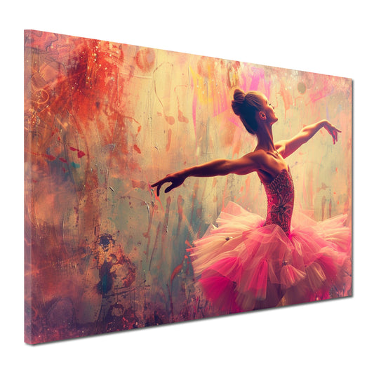 Quadro astratto ballerina in rosa su sfondo colorato