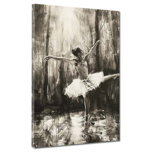 Quadro astratto ballerina in stile classico bianco e nero