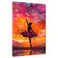 Quadro astratto ballerina in tramonto vivace