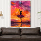 Quadro astratto ballerina in tramonto vivace