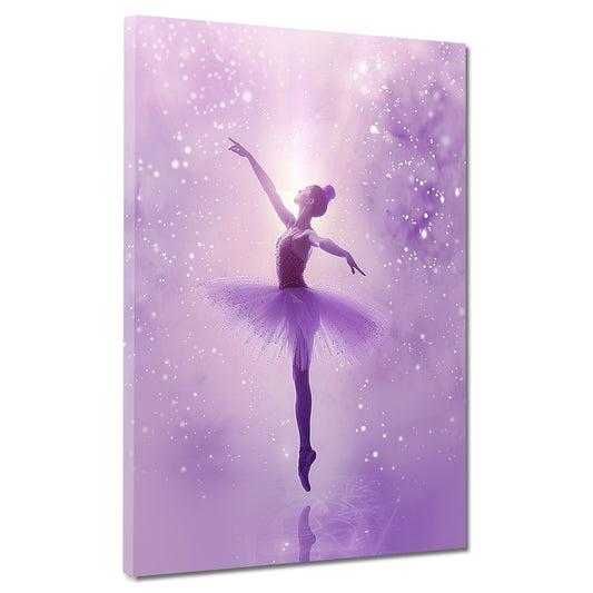 Quadro astratto ballerina in un sogno viola