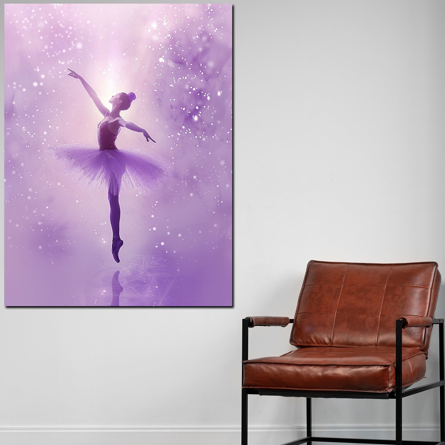 Quadro astratto ballerina in un sogno viola