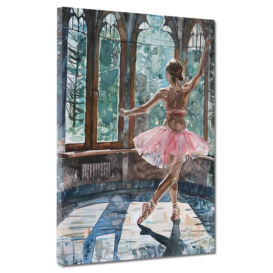 Quadro astratto ballerina in una stanza illuminata dal sole