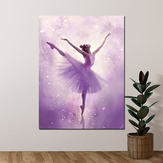 Quadro astratto ballerina in viola delicato