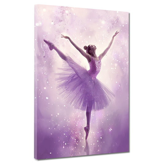 Quadro astratto ballerina in viola delicato