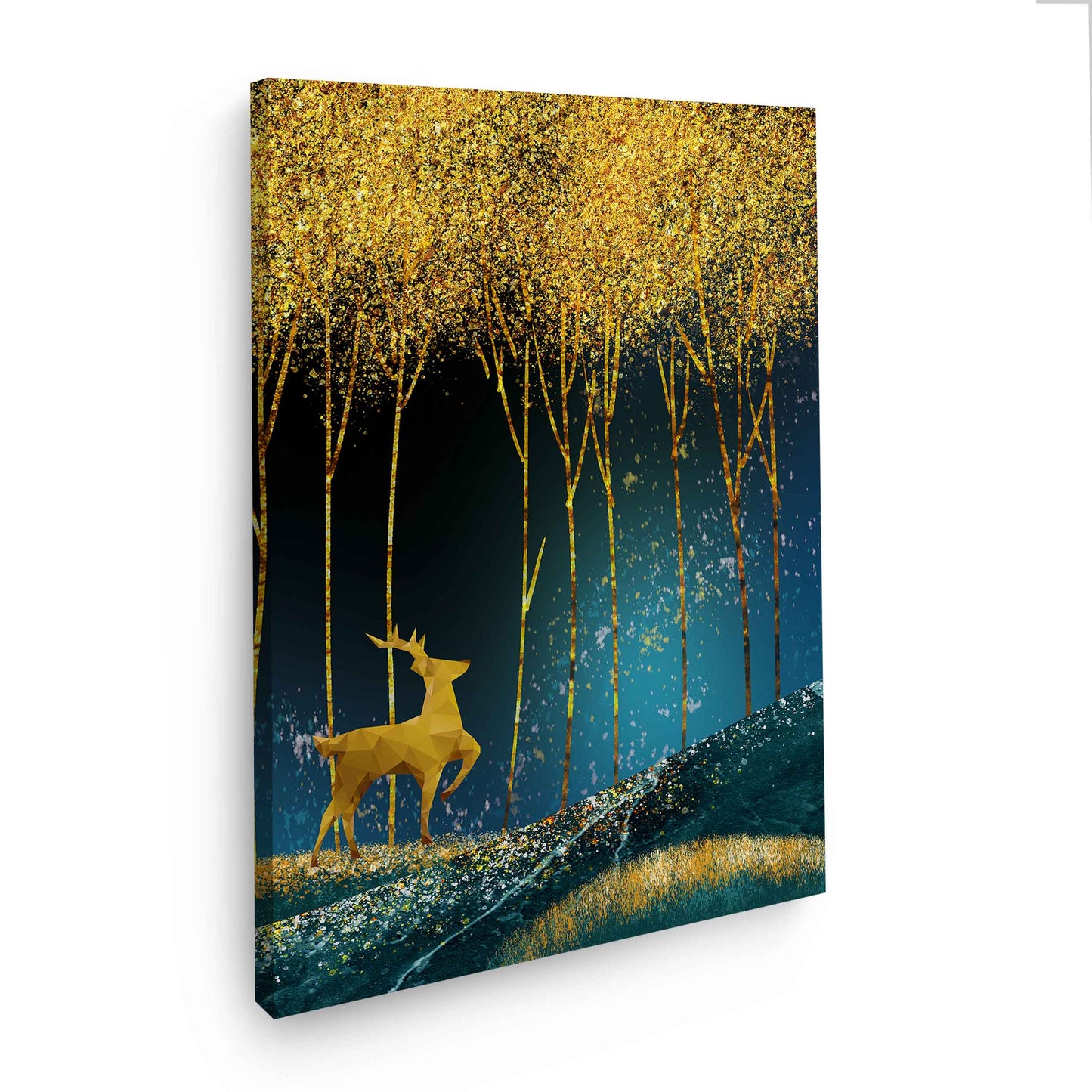Quadro stampa su tela astratto cervo Gold Style