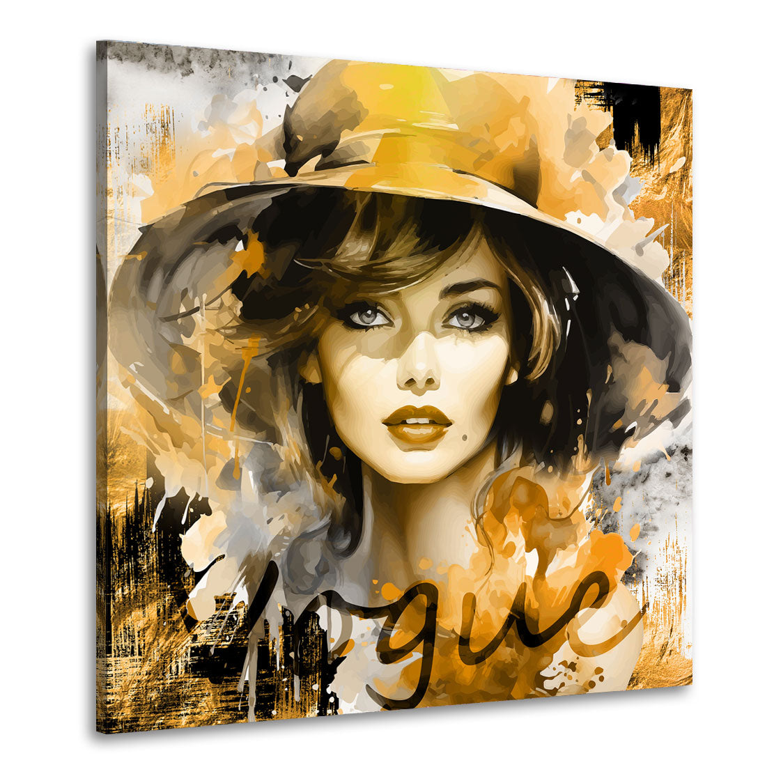 Quadro astratto donna con cappello