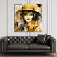 Quadro astratto donna con cappello