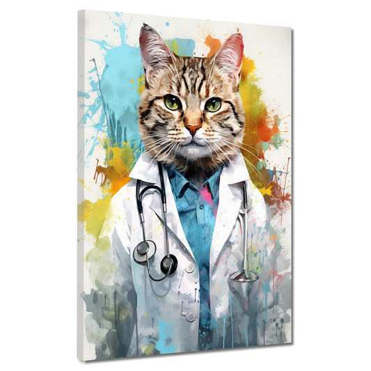 Quadro astratto gatto come medico