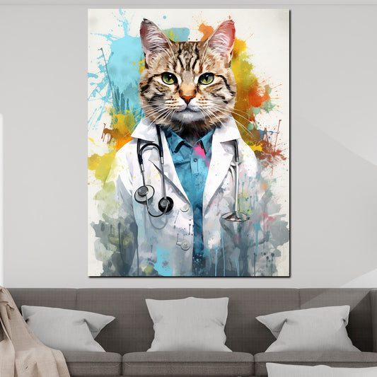 Quadro astratto gatto come medico